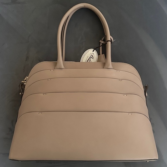 New NWT Boldrini Selleria Large Leather Shoulder Tote Bag Light Tan Beige - Picture 2 of 5